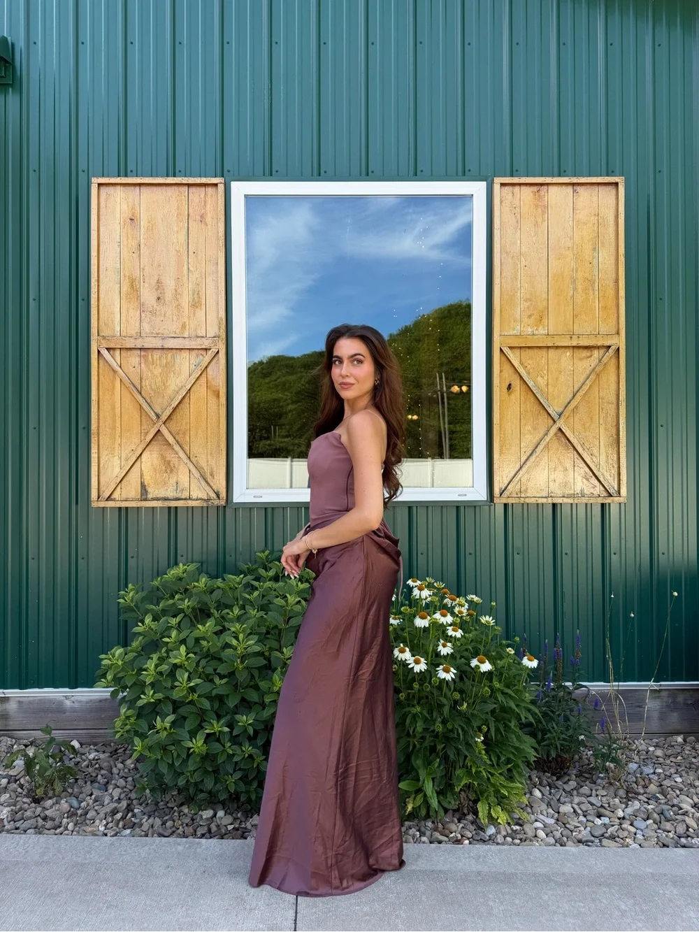 Strapless Mauve Maxi Dress - Women's Evening Gown - Picture 2 of 5